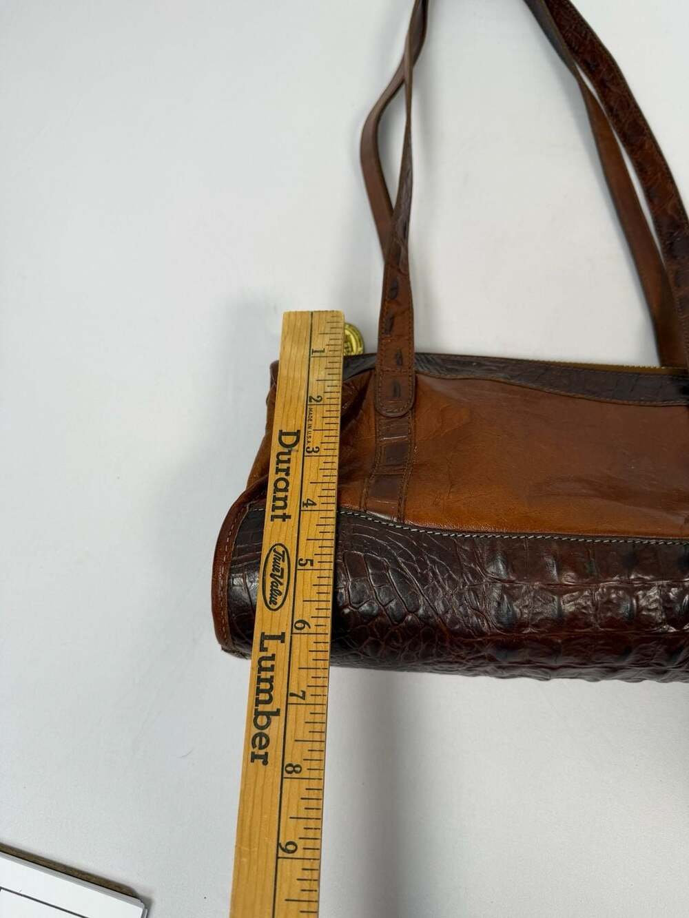 Brahmin Vintage Brown Leather Croco Embossed Shoulder Bag - Picture 8 of 8